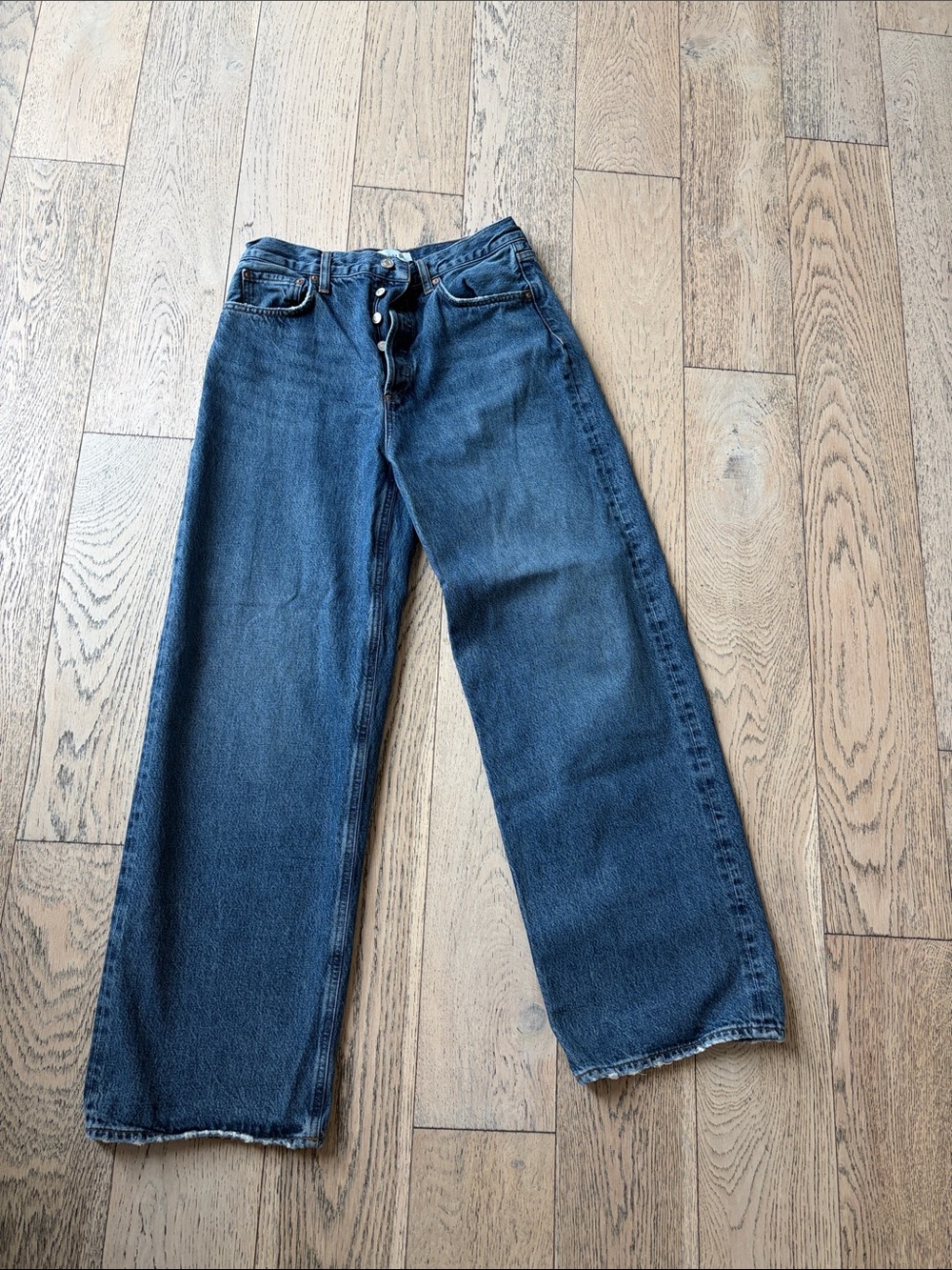 Agolde Dark Blue High-Rise Wide Leg Jeans